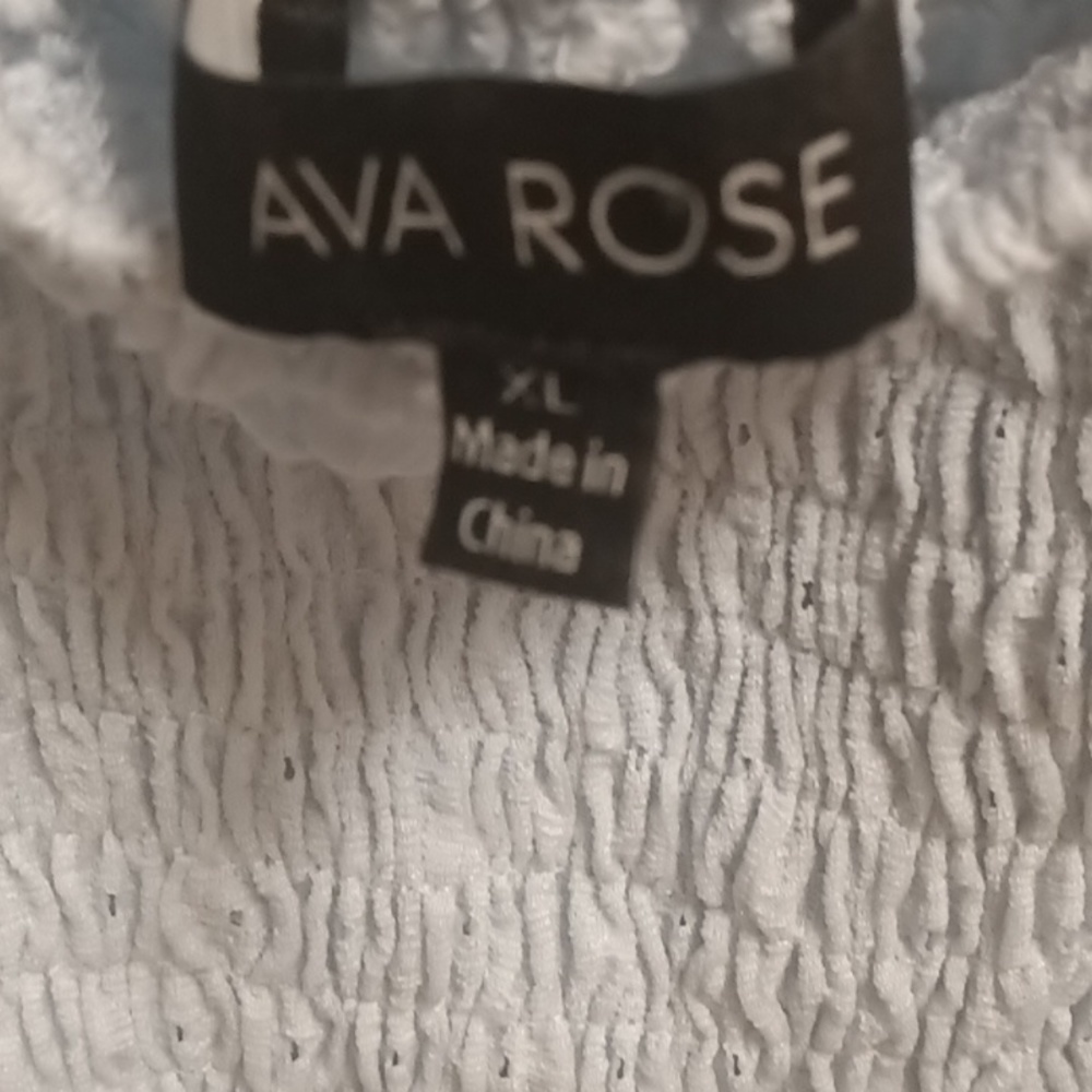 FINAL PRICE AVA ROSE light blue elastic bottom & cuffs blouse w ruffled hem XL